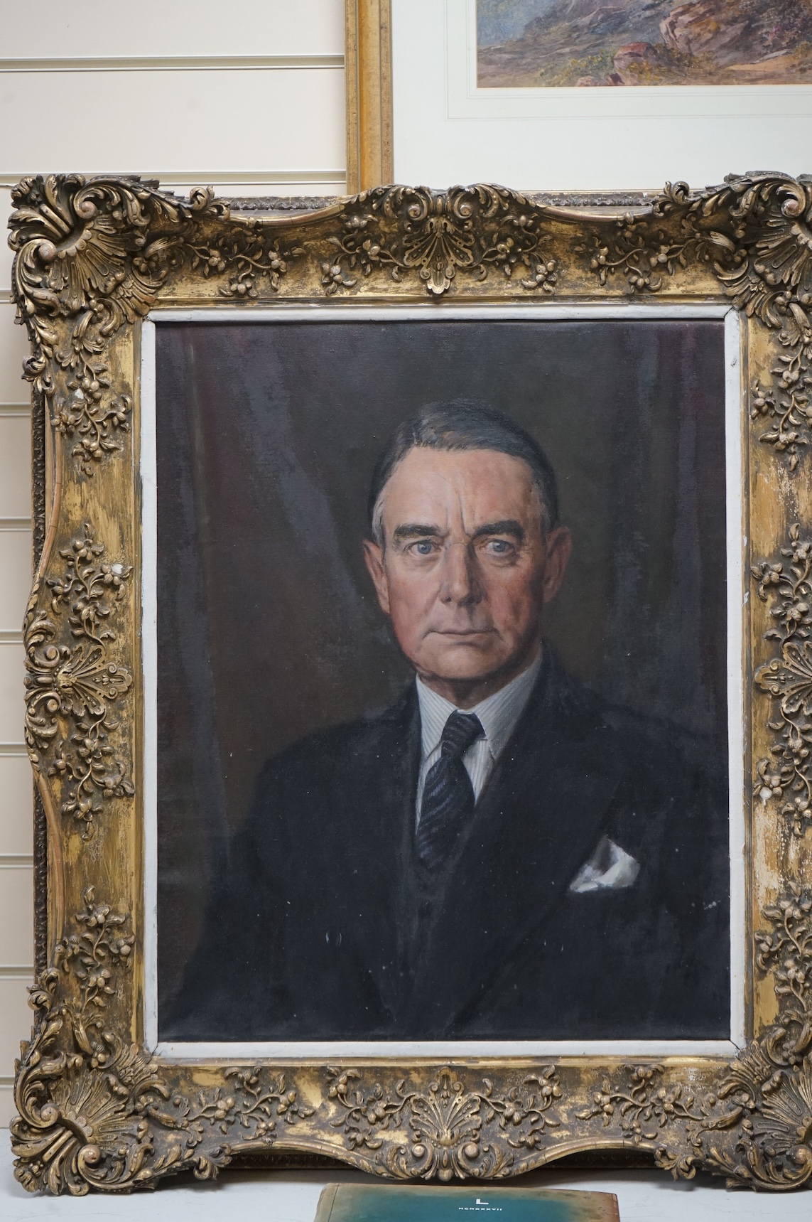 Attributed to Charles (Carlos) Sanchez (20th. C), oil on canvas, Portrait of Cuthbert Dixon (1887-1973), 60 x 48cm, ornate gilt frame, together with a accompanying scrapbook of various invitations and telegrams relating